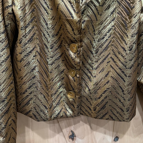 Vintage Painted Pony Wearable Art Geometric Gold Jacket Size Small Shimmer Coat - Picture 3 of 15